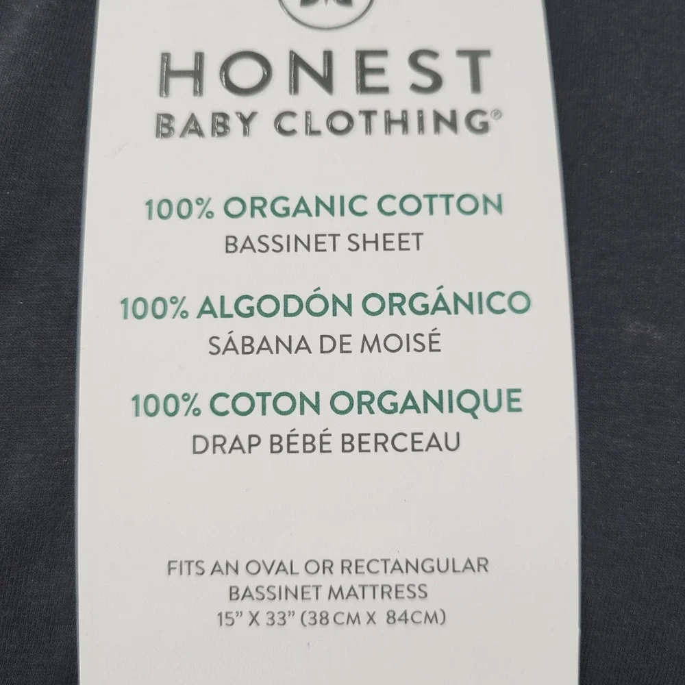 Honest Baby Clothing Organic Cotton Bassinet Sheet Black Oval Rectangular 15x33